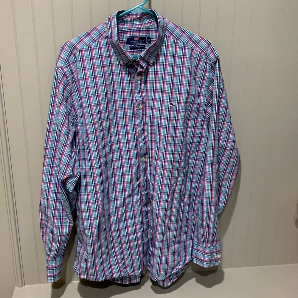 Vineyard vines men’s XL Slim fit whale shirt (plaid)